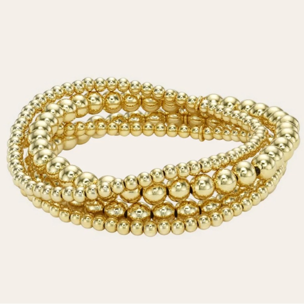 Zoe Lev 24k Gold Beaded Stretchy Bracelets